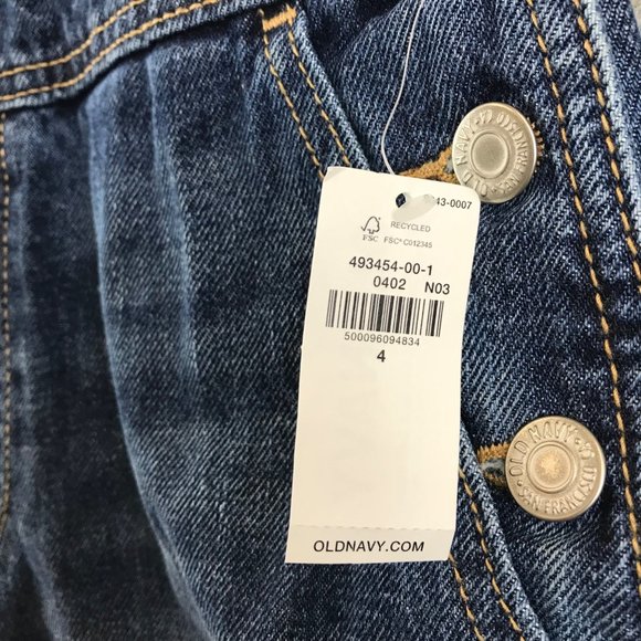 New Womens Old Navy Dark Wash Denim Jeans Bib Overalls Size 4 NWT - Picture 7 of 10